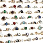 YITANA 50PCS Fashion Wholesale Lots,Bulk Rings Colorful Rhinestone Ring for Boutique Resale (50PCS OPP Bag), Glass Crystal, micro-pave-setting