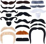 CLESDF Fake Mustaches Self Adhesive, 66Pcs Novelty Hairy Beard in 22 Designs, Funny Facial Fake Mustache for Kids Adults on Halloween Christmas Party Supplies Decorations