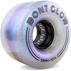 Bont Skates - Glow Light Up LED Indoor Roller Skate Wheels - Jam Shuffle Rhythm Skating - 58mm x 32mm 101A - Pack of 4 (Angelic Aqua)