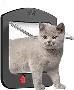 [ALUMANI] Cat Door for Interior and Exterior Door, 4 Way Locking with Magnetic Flap, Collar Activated Pet Door, 2pcs of Cat Magnetic Collars, Black
