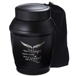 LINES ARTE Urns for Ashes Adult Male, 5.7 Inch Black Medium Urns for Human Ashes Adult Male/Dad/Men Engraved with Angel Wings, Decorative Cremation Urns for Adult Ashes
