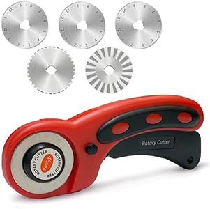 Cutter Rotanti per Tessuti Taglierina Rotante Rotary Cutter con 5 Lame Sostituibili Taglierina a Rullo in Tessuto per Quilting Cucire Cucire, Taglio Tessuto, Taglio Carta, Taglio Pelle 45mm Lame