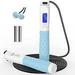 Te-Rich Skipping Rope Adult Fitness, Digital Speed Jump Rope with Counter [Ropeless for Indoor Use] for Women Men and Kids, Weighted Handles, Adjustable Rope, Exercise Equipment for Crossfit Boxing