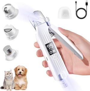 Justchee 2-in-1 Dog Nail Clippers Dog Nail Grinder Electric Pet Nail Trimmers with 2 LED Lights, Cordless Pet Nail Clippers Battery Rechargeable Quiet Pet Nail Grinder for Dogs, Cats, Large Dogs