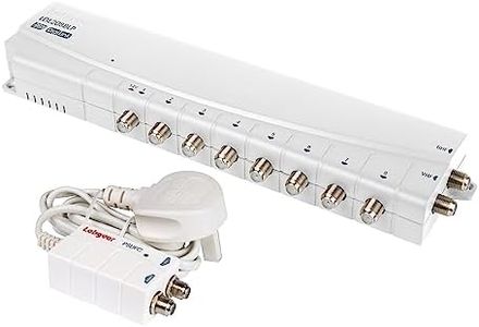 TV & Radio Signal Booster Aerial Amplifier, Labgear 8 Way 12V DC Line Powered Signal Distribution Amplifier with F-Type Connections, Professional Booster with IR Bypass