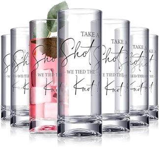 Sliner 48 Pack Wedding Tall Shot Glasses Set, 2oz Acrylic Take a Shot We Tied the Knot Shot Glasses with Heavy Base, Liquor Bottles Bulk for Whiskey Tequila Vodka Newlyweds Anniversary Bridal Shower