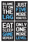 Game Posters, Set of 4, 11x17 Inches, Gaming Artwork, Video Gamer Wall Art, Boys Room Kids Print B1