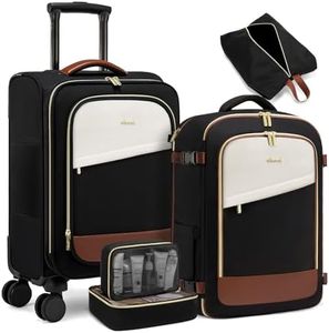 LOVEVOOK 5 Pcs Carry On Luggage 22x14x9 Airline Approved with 40L Laptop Travel Backpack, 20 Inch Carry On Suitcases with Wheels, Rolling Suitcase for Women Men, with TSA Lock Weekender Luggage