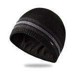 UNNESTAR Fleece Hats for Men Windproof Stretchy Winter Knit Beanie Caps Outdoors Skiing Running Black