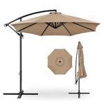 Hukimoyo 10Ft Large Garden Umbrella Outdoor For Patio Lawn Single Side Pole Round Umbrella With Base 360 Degree Rotatable Waterproof Big Size Sun Shade Canopy For Backyard Restaurant