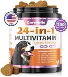 Carmelie 24 in 1 Dog Multivitamin Chewable with Glucosamine Probiotics - Senior & Puppy Dog Vitamins and Supplements - 200 Chews - Hip & Joint Support, Skin & Coat, Immune Health, Digestive (Chicken)