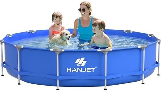 Hanjet Above Ground Pool,PE Frame Deep Swimming Pool, Family Pool,Large Above Ground Pool Easy Set, Outdoor Backyard Pool for Kids, Adults,Dog 12ft x 30inch