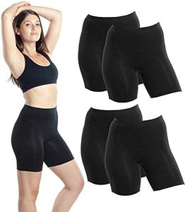 Emprella 5 Pack Slip Shorts for Under Dresses, Women's Seamless Bike Short (Medium, Black Pack)