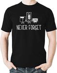 Witty Fashions Never Forget Floppy Disk VHS Cassette Tape Music Men's T-Shirt (Black, Small)