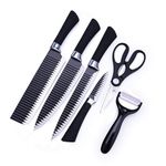 Slyford 6Pc Professional Kitchen Knife Set, ABS Handle with Ergonomic Design for Home & Restaurant (Black) (Pack of 1)