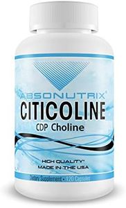 Absonutrix Citicoline CDP Choline 530mg, Nootropic Supplement, GMP Certified, Third-Party Tested, Easy to Swallow, 120 Veg caps, Improves Cognitive Skills, Supports Memory, Non-GMO, Made in USA