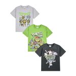 Teenage Mutant Ninja Turtles Boys T-Shirts Pack of 3, Ninja Turtles Short Sleeve 3PK Tees for Boys, Official TMNT Clothing Merchandise 4-5 Years Multicoloured