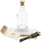 Homemade Vanilla Extract Kit - 1 oz Vanilla Beans, 375ml Clear Glass Bottle with cork in Crafted Wooden Box - Great for Gift set