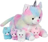 PixieCrush Unicorn Cat Plushie - Mommy Cat Unicorn with 4 Baby Kittens - Magical Cat Pillow Plushies for Girls Ages 3-8 - Big Unicorn Stuffed Animals - Ideal Gift for Girls 5 x 10 x 8 inches