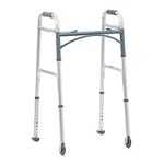 KosmoCare Deluxe Folding Walker With Added Accessories - 3" Castors And Carpet Gliders, White