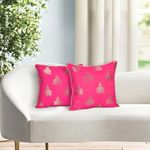 Samson Mart Pink Jhumka Print Jacquard Cushion Cover for Couch, Sofa,Bed Set of 2(16X16)