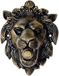 Akatva Lion Shaped Doorbell Button Replacement – Solid Brass Doorbell Ringer Button – Vintage Lion Decorative Bell Push Button with Rustic Handmade Design – Antique Brass Finish