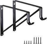 HOME MASTER HARDWARE Heavy Duty Closet Rod Brackets 2 Pack, Wall Mounted Shelf Bracket with Rod Shelving Support, 11 x 9.5 in Shelves Support Brace with Hook Black with Screws