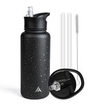 Aethon Insulated Sipper Stainless Steel Water Bottle with Straw,Flip Top Lid, Wide Mouth Cap, Leak Proof, for School Office Home Gym Sport & Travel, Double Wall Hot & Cold, 1 Litre-1000 ml