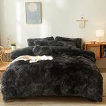 Fluffy Tie Dye Black comforters Cover Twin Size - Ultra Soft Plush Bedding Sets 2 Pieces (1 Faux Fur Comforter Cover + 1 Fuzzy Pillow case) Girls Shaggy Twin Bed Set (Tie Dye Black, Twin)