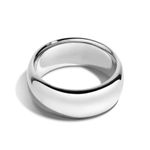 TIONEER .925 Men & Women Sterling Silver High Polish Tarnish Resistant Comfort Fit Ring, Plain Dome Wedding Band 8mm, Size O 1/2