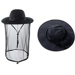 ZffXH Beekeeper Bee Veil Hat Beekeeping Bug Face Gnats Mosquito Net Hats Netted Safari Hiking Fishing Cap with Netting Black