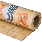 RUSPEPA Kraft Wrapping Paper Roll - Cat Design for All Occasions - 17 Inches X 32.8 Feet