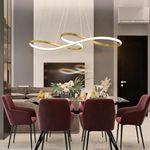 Modern Chandelier，Dimmable Chandeliers Ceiling Lights with Remote Control Adjustable Flush Mount Kitchen Island Lighting Fixture Hanging Lamp Suitable for Dining Table Office Bedroom (Gold)