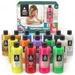 Arteza Kids Tempera Paint Set, 16 Rich, Non-Toxic Washable Colors 400 ml, Art Supplies for Easter Egg Painting, Finger Painting, Sponge Painting, and Poster Painting