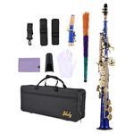 Btuty Soprano Sax Straight Saxophone Brass Bb B Flat Woodwind Instrument for Student Beginner Professional Natural Shell Key Saxophone Sax with Carrying Case Gloves Cleaning Cloth Straps Cleaning Rod