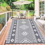 HiiARug Outdoor Rug 5x7Ft Outdoor Plastic Straw Rug Waterproof Outdoor Rugs for Patios Clearance Indoor Outdoor Rug for Patio Decor Porch Camping, Grey