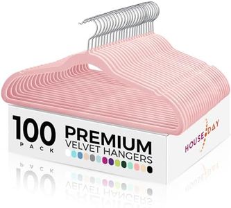 HOUSE DAY Premium Velvet Hangers 100 Pack Light Pink, Non-Slip Flocked Felt Hangers, Sturdy Clothes Hanger with 360° Rotatable Hook, Heavy Duty Durable Slim Coat Hanger for Closet Space Saving