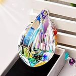 MerryNine Crystal Hanging Colorful Concave Teardrop Lamp Prisms Parts 76mm Loquat Shape Chandelier Lighting Crystal Pendant Curtain Decorative Jewelry Accessories Sun Catcher