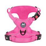 PoyPet No Pull Dog Harness, Reflective Dog Harness for No Choke Dogs, Soft Padded Pet Vest with Easy Control Handle(Pink Matching Trim, L)