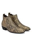 Delize Light Beige Reptile Print Vegan Leather Men,s Cowboy Chelsea Boots 9