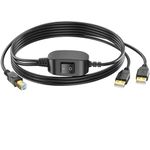 Herfair Printer Cable Splitter 2 in 1 Out USB B to A Splitter Printer Splitter for Two Computers Share One Printer/Scanner/Fax Machine Compatible with HP,Canon,Brother,More inkless Printers (5 Feet)