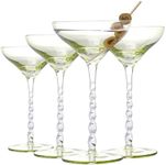 WHOLE HOUSEWARES Martini Glasses Set of 4 - Exquisite Style Drinking Glass - Dishwasher Safe Vintage Glass Cups - Elegant Martini Twisted Goblet, Glassware for Cocktails and Parties.