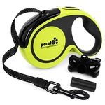 Pecute Retractable Dog Lead- Easy One Button Brake & Lock- Reflective Nylon Tape Non-Slip Handle, 360° Tangle-Free Lead Extends up to 16ft of Freedom & Protection (Large)