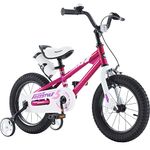 Royalbaby Kids' Bike for Boys and Girls, BMX Freestyle Bike for Kids, 95% Assembled, Front Hand Brake plus Rear Coaster Brake, 12, 14, 16 and 18 Inch Bike (Fuchsia, 16 Inch with Kickstand and Training Wheels)