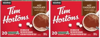 Tim Hortons Hot Chocolate, Recyclable Single Serve Keurig K-Cup Pods, 20 Count (Pack of 2)