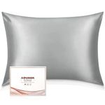 Adubor Silk Pillowcase - 100% Pure Mulberry Silk, 23 Momme 6A Grade Fibers, 900 Thread Count, Silk Pillow Cases for Hair and Skin Health, with Hidden Zipper (Standard 20''×26'', Dark Gray, 1PC)