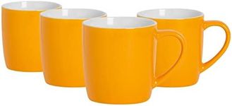 Argon Tableware Coloured Coffee Mugs - Yellow - 350ml - Pack of 4 - Gloss Ceramic Stoneware Tea Mugs Latte Cappuccino Cups Hot Chocoloate Cups Colourful Mug Set with Handle