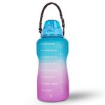 SOLARA 1 Gallon Water Bottle with Motivational Time Marker, Sipper Bottle for Adults, Water bottle for Gym, Office,Travel and Outdoors, Blue Fuscia, One Gallon Water Bottle, 3.8Litre