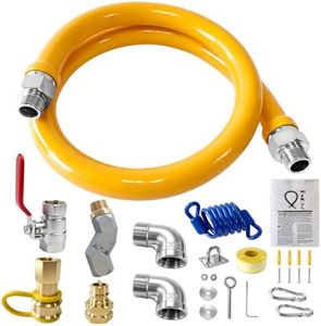 48" Commercial Gas Hose w/ 360° Swivel End, 3/4" Flexible Gas Line Hose