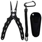 CRAZY SHARK 6" Fishing Pliers, Stainless Steel Fishing Tools, Saltwater Resistant Fishing Gear, Tungsten Carbide Cutters, Split Ring Pliers, Fishing Gifts for Men